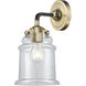 Nouveau Canton LED 6 inch Black Antique Brass Sconce Wall Light in Clear Glass, Nouveau