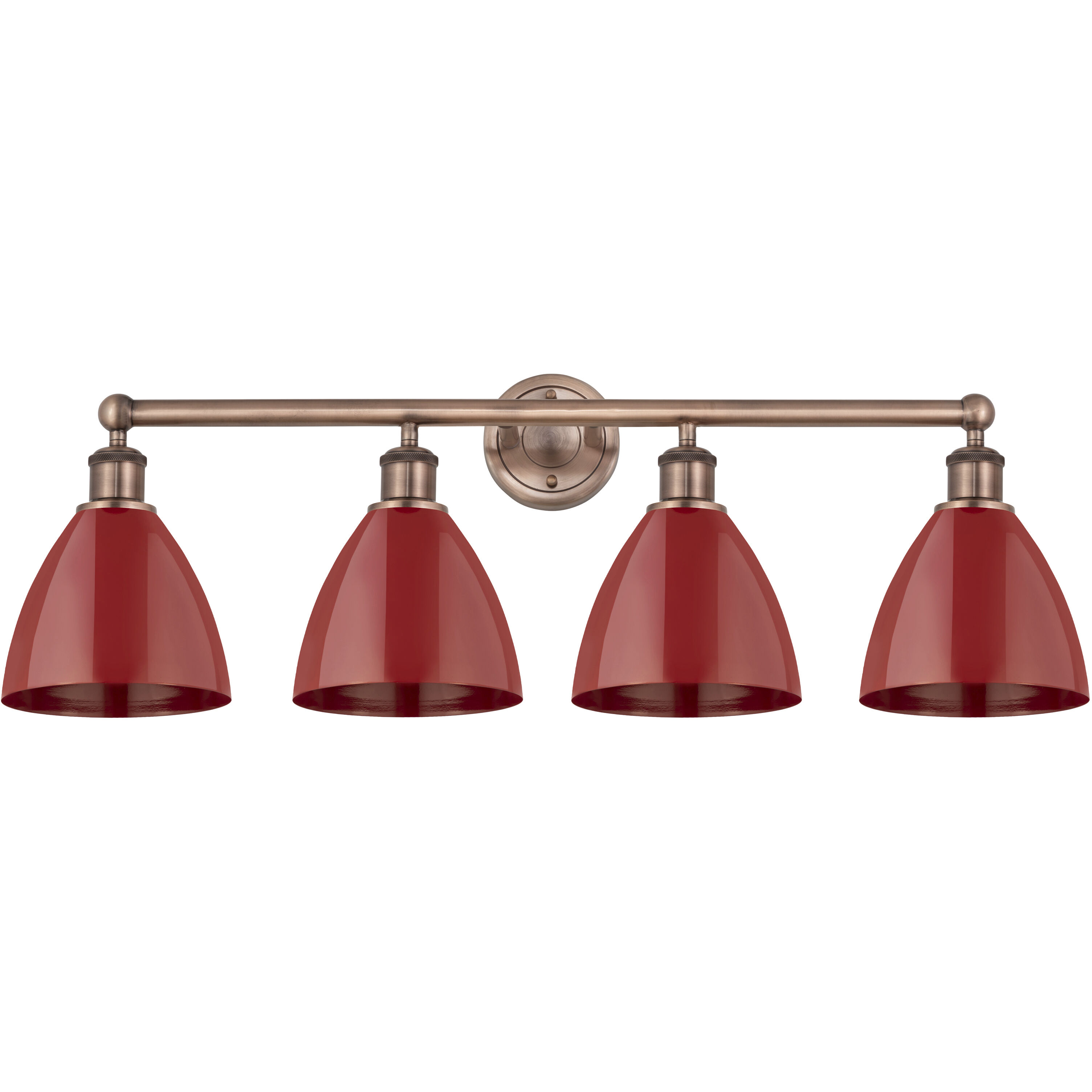 Plymouth Dome 4 Light 34.5 inch Antique Copper Bath Vanity Light Wall Light in Red