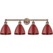 Plymouth Dome 4 Light 34.5 inch Antique Copper Bath Vanity Light Wall Light in Red