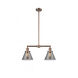 Franklin Restoration Large Cone 2 Light 21 inch Antique Copper Chandelier Ceiling Light in Plated Smoke Glass, Franklin Restoration