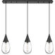 Malone 3 Light 37.75 inch Matte Black Linear Pendant Ceiling Light in Clear Glass