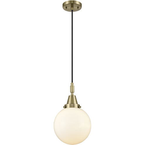 Downtown Urban Beacon 1 Light 8 inch Antique Brass Mini Pendant Ceiling Light in Matte White