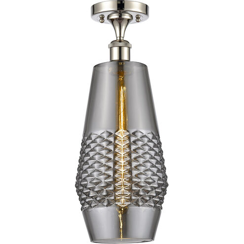 Ballston Windham LED 7 inch Polished Nickel Semi-Flush Mount Ceiling Light in Plated Smoke Glass