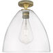 Crown Point 1 Light 12 inch Brushed Brass Flush Mount Ceiling Light in Clear Glass