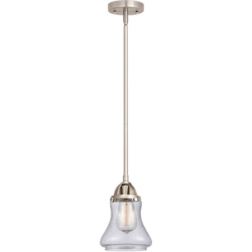 Nouveau 2 Bellmont 1 Light 6 inch Brushed Satin Nickel Mini Pendant Ceiling Light in Seedy Glass
