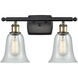 Ballston Hanover 2 Light 16 inch Black Antique Brass Bath Vanity Light Wall Light in Fishnet Glass, Ballston