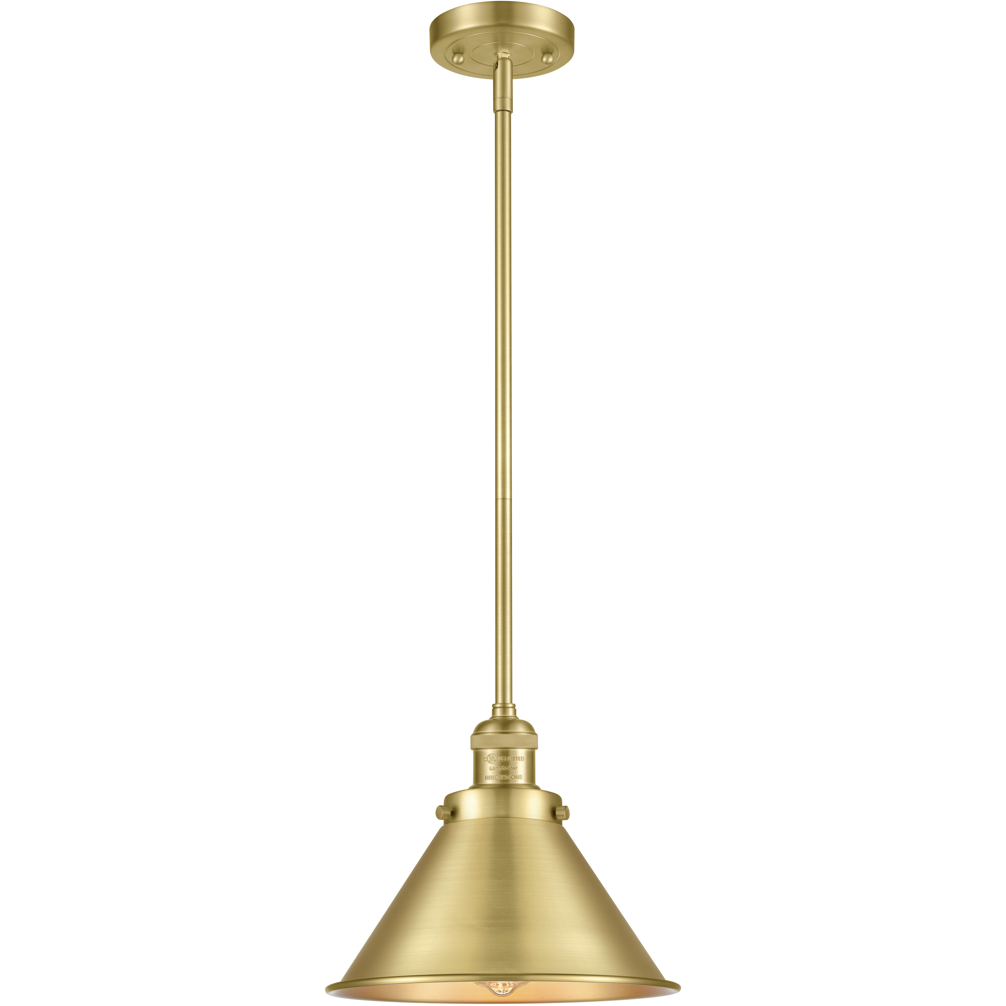 Franklin Restoration Briarcliff 1 Light 10 inch Satin Gold Mini Pendant Ceiling Light in Incandescent, Franklin Restoration