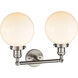 Franklin Restoration Large Beacon LED 19 inch Brushed Satin Nickel Bath Vanity Light Wall Light in Matte White Glass, Franklin Restoration