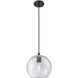 Crown Point 1 Light 8 inch Matte Black Pendant Ceiling Light in Seedy Glass
