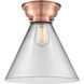 Aditi X-Large Cone LED 12 inch Antique Copper Flush Mount Ceiling Light in Clear Glass, Aditi