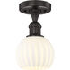 Edison White Venetian 1 Light 6 inch Oil Rubbed Bronze Semi-Flush Mount Ceiling Light