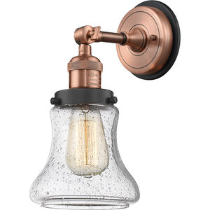 Franklin Restoration Bellmont 1 Light 7 inch Antique Copper Sconce Wall Light in Seedy Glass