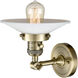 Franklin Restoration Halophane 1 Light 9 inch Antique Brass Sconce Wall Light in Matte White Halophane Glass, Franklin Restoration