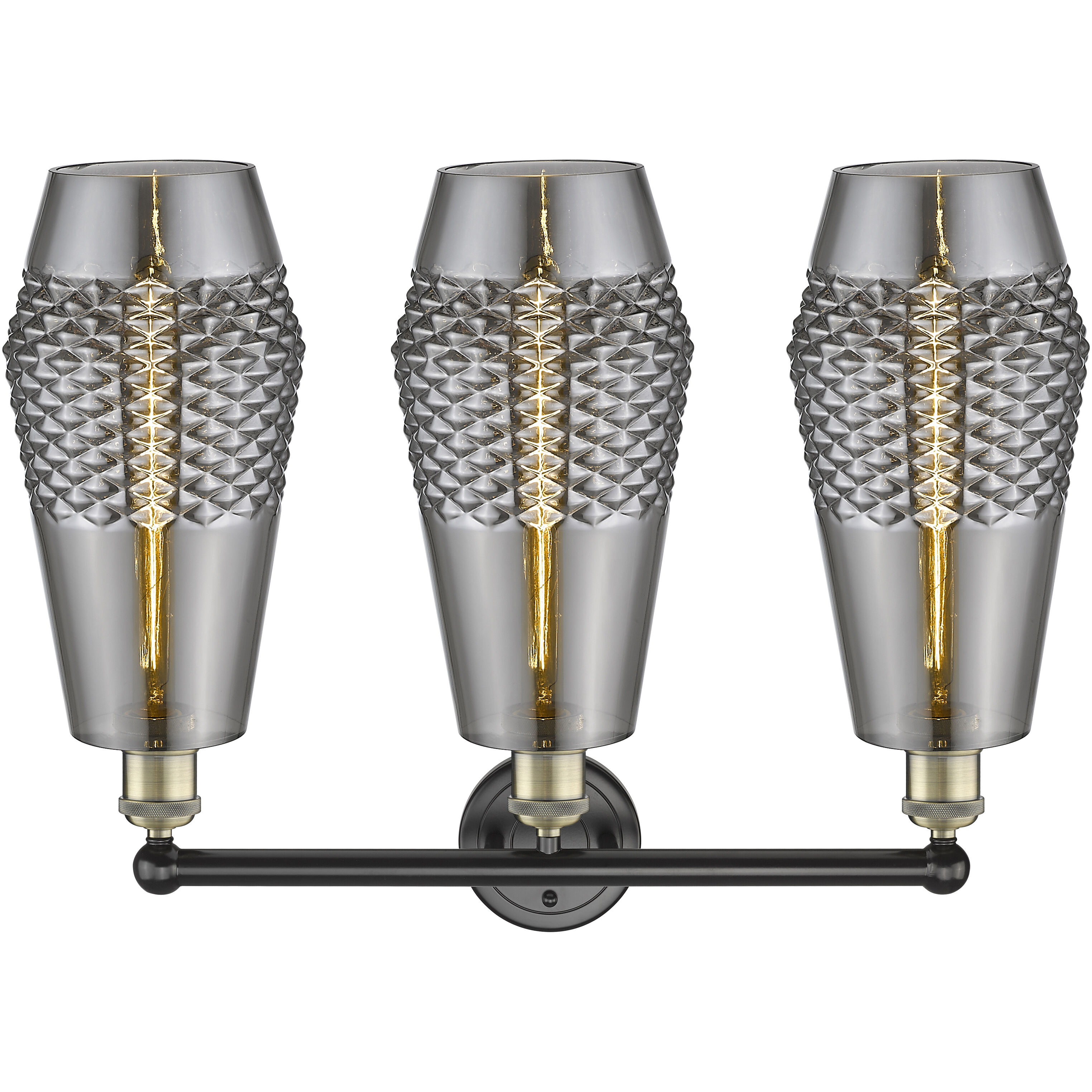 Windham 3 Light 25 inch Black Antique Brass Bath Vanity Light Wall Light