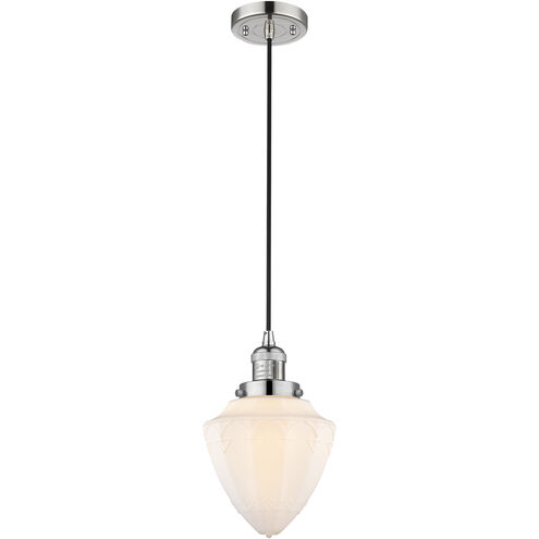 Franklin Restoration Bullet 1 Light 7 inch Polished Nickel Mini Pendant Ceiling Light in Incandescent, Matte White
