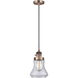 Franklin Restoration Bellmont LED 6.25 inch Antique Copper Mini Pendant Ceiling Light in Clear Glass