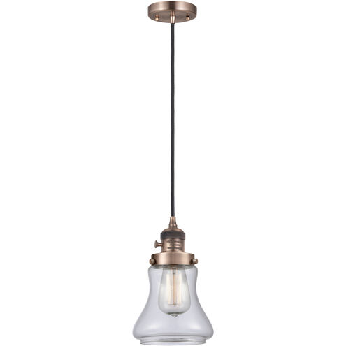 Franklin Restoration Bellmont LED 6.25 inch Antique Copper Mini Pendant Ceiling Light in Clear Glass