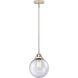 Nouveau 2 Beacon LED 8 inch Polished Nickel Mini Pendant Ceiling Light in Seedy Glass