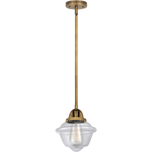 Nouveau 2 Oxford 1 Light 7.5 inch Brushed Brass Mini Pendant Ceiling Light in Incandescent, Clear