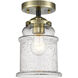 Nouveau Small Canton 1 Light 5 inch Black Antique Brass Semi-Flush Mount Ceiling Light in Seedy Glass, Nouveau