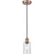 Clymer 1 Light 3.88 inch Antique Copper Mini Pendant Ceiling Light in Seedy Glass