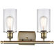 Ballston Clymer LED 16 inch Antique Brass Bath Vanity Light Wall Light in Clear Glass, Ballston
