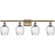 Ballston Salina 4 Light 36 inch Antique Brass Bath Vanity Light Wall Light in Incandescent, Clear Spiral Fluted Glass, Ballston