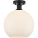 Edison Athens 1 Light 10 inch Matte Black Semi-Flush Mount Ceiling Light in Matte White Glass