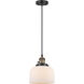 Franklin Restoration Bell LED 8 inch Black Antique Brass Mini Pendant Ceiling Light in Matte White