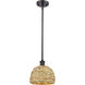 Woven Rattan 1 Light 8 inch Oil Rubbed Bronze Pendant Ceiling Light in Oil Rubbed Bronze and Natural