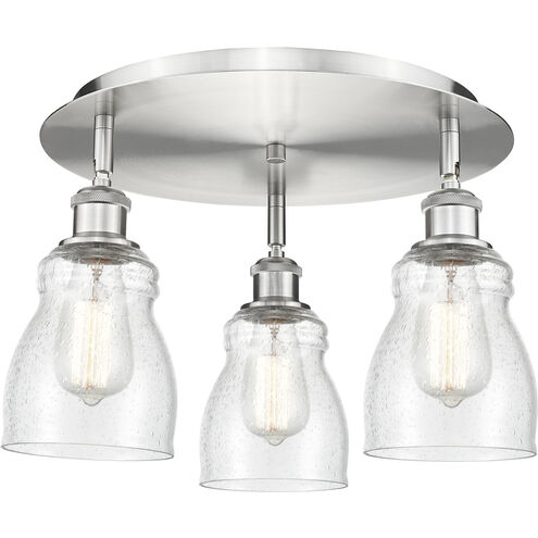 Ellery 3 Light 16.5 inch Satin Nickel Flush Mount Ceiling Light in Seedy