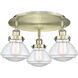 Olean 3 Light 18.25 inch Antique Brass Flush Mount Ceiling Light in Clear