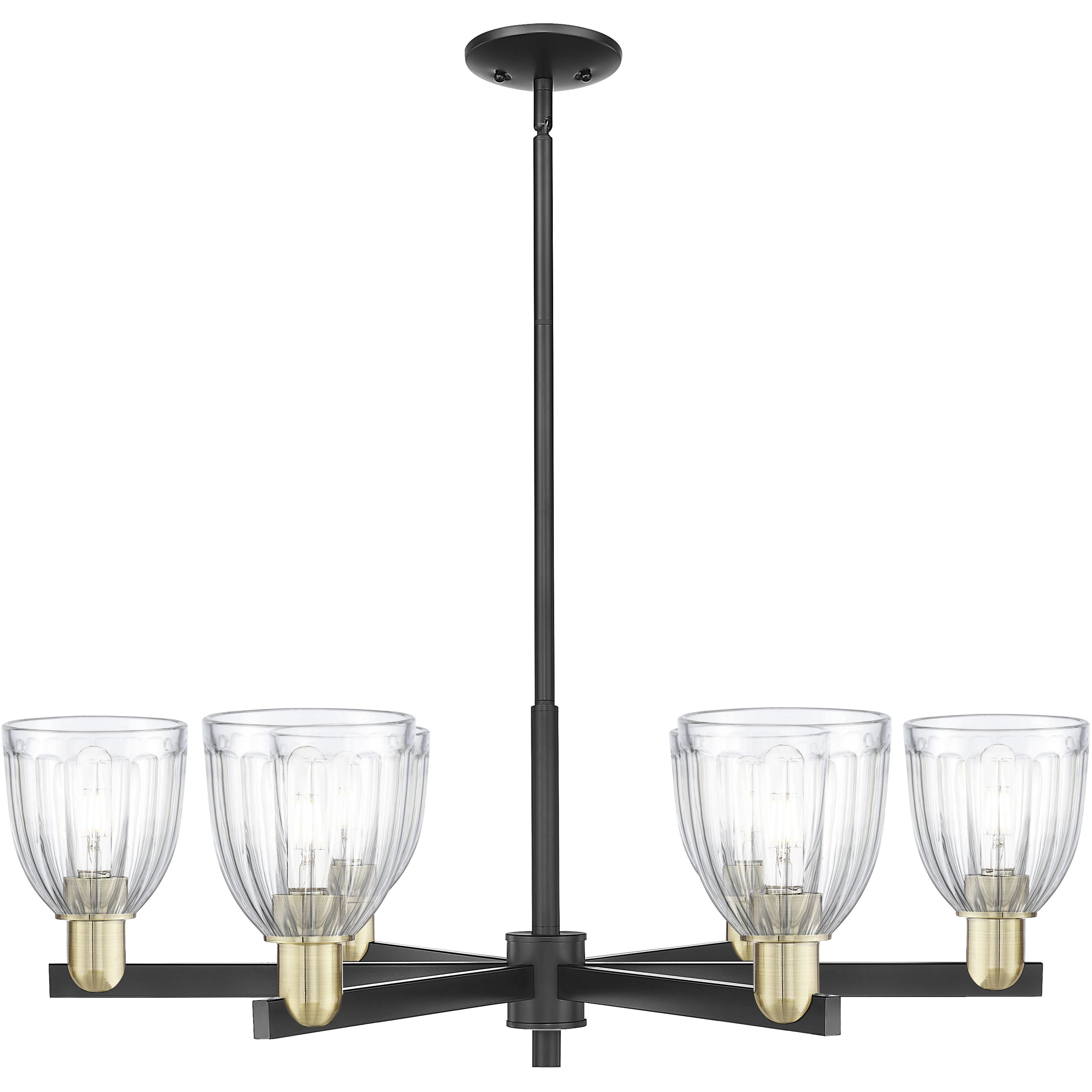 Arcadia Brookfield 6 Light 35.5 inch Black Antique Brass Chandelier Ceiling Light