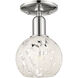 Arcadia White Mouchette 1 Light 6 inch Polished Nickel Semi-Flush Mount Ceiling Light