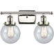 Ballston Beacon 2 Light 16 inch Polished Nickel Bath Vanity Light Wall Light in Seedy Glass