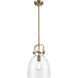 Restoration Newton LED 10 inch Brushed Brass Mini Pendant Ceiling Light, Restoration
