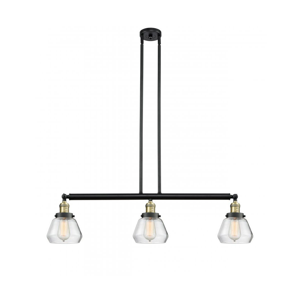 Franklin Restoration Fulton 3 Light 39 inch Black Antique Brass Island Light Ceiling Light in Clear Glass, Franklin Restoration