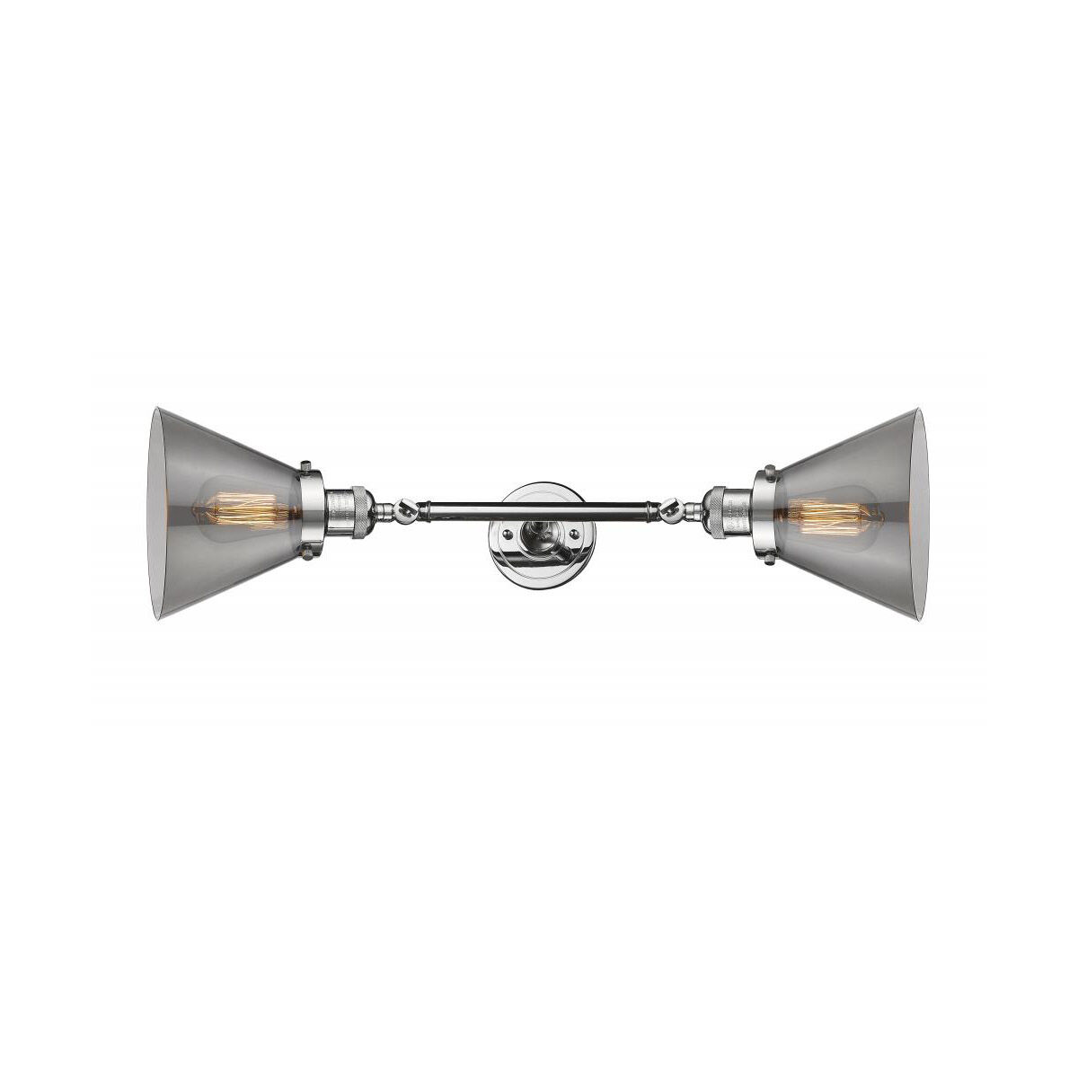 Franklin Restoration Large Cone LED 8 inch Polished Chrome Bath Vanity Light Wall Light in Plated Smoke Glass, Franklin Restoration