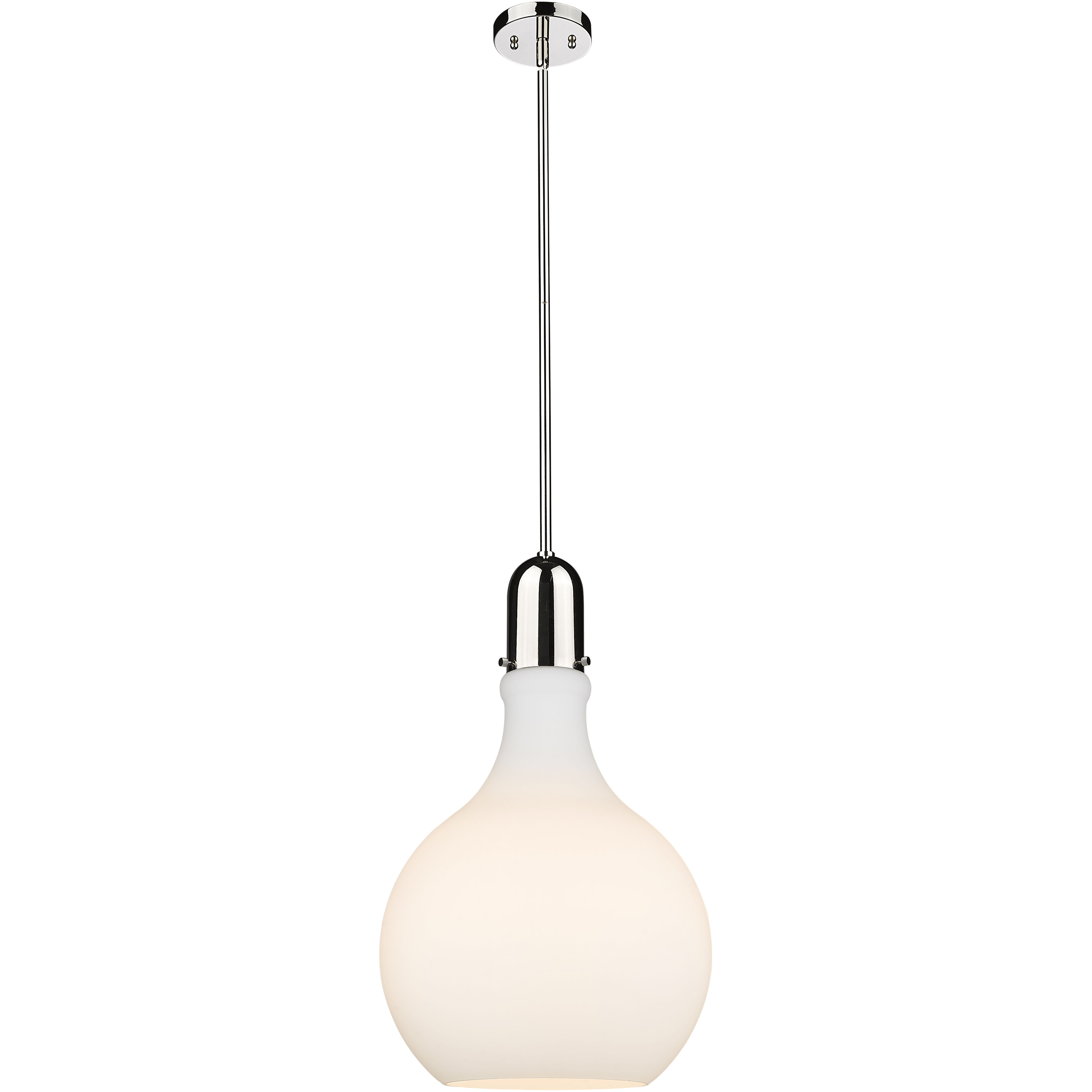 Auralume Amherst LED 13.75 inch Polished Nickel Pendant Ceiling Light in Matte White Glass