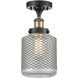Stanton 1 Light 6 inch Black Antique Brass Semi-Flush Mount Ceiling Light