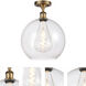 Ballston Athens 1 Light 12 inch Brushed Brass Semi-Flush Mount Ceiling Light in Clear Glass