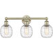 Belfast 3 Light 24 inch Antique Brass and Deco Swirl Bath Vanity Light Wall Light