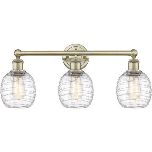 Belfast 3 Light 24 inch Antique Brass and Deco Swirl Bath Vanity Light Wall Light