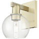 Arcadia Athens Armed Sconce Wall Light in Antique Brass, Clear