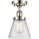 Cone 1 Light 6.25 inch Polished Nickel Semi-Flush Mount Ceiling Light in Seedy Glass