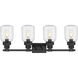 Somers 4 Light 33.25 inch Textured Black Bath Vanity Light Wall Light in Clear Glass