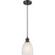 Ballston Brookfield LED 5.75 inch Oil Rubbed Bronze Mini Pendant Ceiling Light in White Glass, Black Textured, Ballston