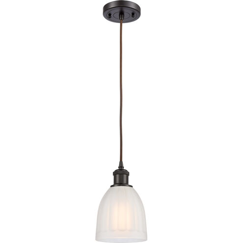 Ballston Brookfield LED 5.75 inch Oil Rubbed Bronze Mini Pendant Ceiling Light in White Glass, Black Textured, Ballston