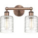 Cobbleskill 2 Light 14 inch Antique Copper Bath Vanity Light Wall Light in Deco Swirl