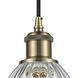Ballston Brookfield LED 5.75 inch Antique Brass Mini Pendant Ceiling Light in Clear Glass, Black Textured, Ballston